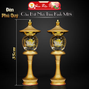 Đèn Thờ Phú Quý Nắp Ô Hợp Kim Pha Lê Chữ Phật CHÂN THIỆN MỸ Trang Trí Bàn Thờ Tượng Phật M18