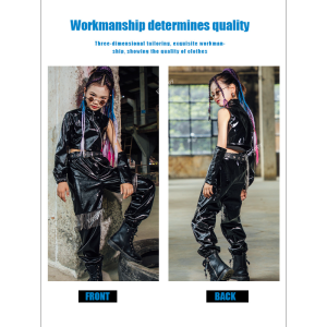 SHUNAICHI New Dance Childrens Clothing Childrens Fashion Show Performance Wearing Stage Costumes Girls Jazz Dance Hip-hop Black Clothing