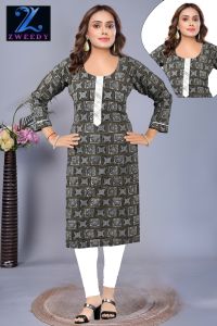 L(40) to 11XL(62) Rayon Printed Kurti Tops for Women Readymade by Zweedy Mart Fabric