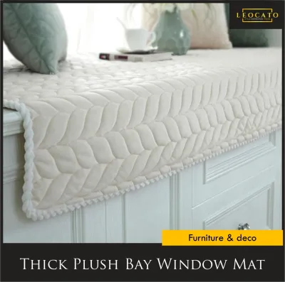 Thick Plush Bay Window Mat Non-Slip Crystal Velvet Bay Window Cushion Pad Modern Windowsill Bench Seat Cushion