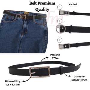 Femme Ols - Gesper Ring Belt Polos / Ikat Pinggang Style Fashion Wanita - Bahan Kulit Sintetis - Variasi Ring