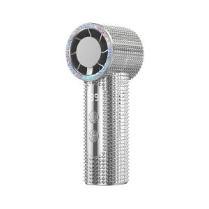 POMELOBT Sparkling Rhinestone Handheld Fan 199 Gears Digital Display Turbo High Speed Fan Compact USB Rechargeable Mini Cooling Fan Travel Use