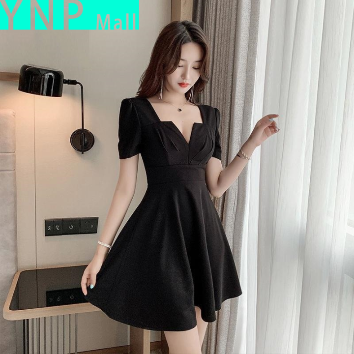 Red and black casual hot sale dress