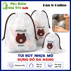 COMBO 10 Túi Dây Rút Lụa Mờ - Túi Đựng Mỹ Phẩm Phụ Kiện Trang Sức Đồ Cá Nhân Mang Du Lịch Tiện Dụng - Túi Nhựa PE Túi Bảo Quản Quần Áo Đồ Cá Nhân