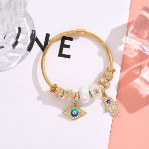 Evil Eye Open Adjustable Diamond Bracelet For Women Men Lucky Beads Bangle Amulet Jewelry Party Valentine Gift