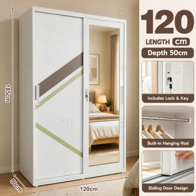 SIV Sliding Wardrobe with Mirror Clothes Cabinet Bedroom Closet Organizer Storage Cupboard Lock