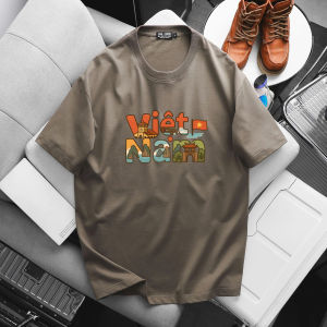 [Bigmen] - Áo thun cổ tròn chất cotton nhiều màu in họa tiết chữ Việt Nam bigsize nam <145kg - cảnh VN