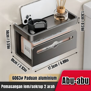 Tempat Tisu Toilet Bebas Pengeboran Rak Kertas Gulung Kamar Mandi Terpasang Di Dinding Rak Organizer Ponsel Aluminium Tissue Roll Holder Rak Penyimpanan Phone