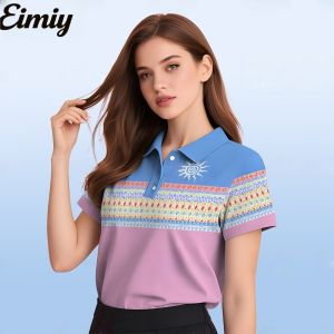 Barong Tagalog for Women Modern Ethnic Retro Polo Shirt for Women 3D Sublimation Stripe Print Womens Polo Shirt Sun Totem Short Sleeve
