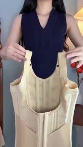 Women Waist Trainer Corset Top Apricot Slimming Body Shaper Tummy Trimmer Compression Girdle Shapewear