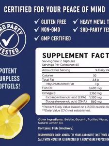Omega 3 Fish Oil Capsules with 3600 mg per Serving 120 Capsules