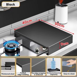 304 Stainless Steel Gas Stove Cover Plate | Kitchen Countertop Rack | Kitchen Rack | Gas Stove Cover With Handle |  Meja Dapur