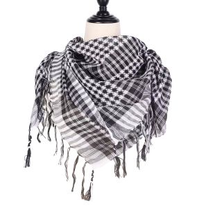 BETTERFORM Large Arab Shemagh Headscarf with Tassel Costume Desert Scarf Arabic Scarf Bandana Keffiyeh for Men Women