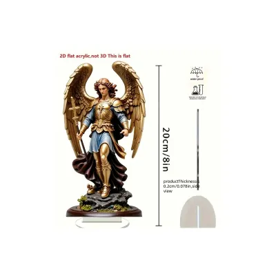 【Discount】 Archangel Michael statue ornament golden winged guardian angel holding religious home and decora classicornament