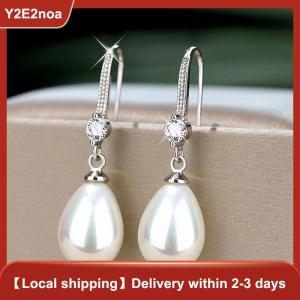 【Y2E2noa】 Jewelry for Women Water Drop Earrings for Women Red White Round Oval Earrings Wedding Engagement Valentines Day Gift