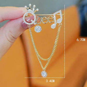 shiqinbaihuo Rhinestone Nữ Hoàng Vương Miện Thiên Thần Tiếng Anh Thư Tua Trâm Pin Cho Phụ Nữ Phụ Kiện Thời Trang Hijab Pin Đồ Trang Sức Quà Tặng