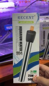 Aquarium Ikan Hias Heater RECENT 50 Watt Stainless Steel Ori