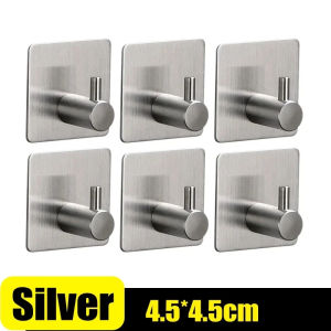 10PCS Self Adhesive Hook Heavy Duty Stainless Steel Wall Hooks Towel Clothes Rack Hangers Bathroom Kitchen Storage Holders