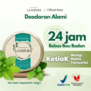 La Natura Natural Deodorant Balm Peppermint 30 gr┃ BPOM Penghilang Bau Badan dan Ketiak┃No Alkohol Alumunium