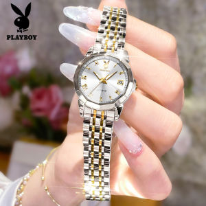 PLAYBOY Watch For Women Original Branded Waterproof Korean Style Luxury Stainless Steel Quartz Calendar Luminous Jam Tanggan Perempuan