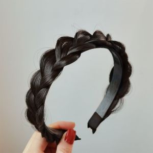 New Wide-brimmed Wig Braided Headband Fishbone Braid Widened Wigs Hairband Thickened Wide Braid Twist Head Band Wig Hair Accessories