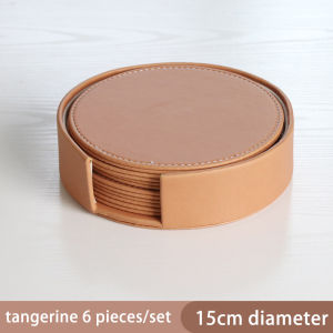 PU coasters plate coasters dining room coastersoffice coasters round 6-piece sets for living rooms kitchens and offices