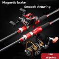 Baitcasting/Spinning Reel Set Fishing Rod Set Spinning Reel Rod Set 7.2:1 Fishing Rod1.8M-2.1M. 