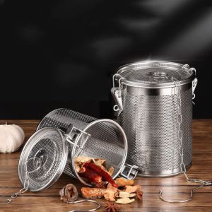 RBJ4 Fine Mesh Stew Seasoning Strainer 304 Stainless Steel with Chain Hook Brine Basket Multifunctional Corrosion-resistant Tea Ball Infuser Ani