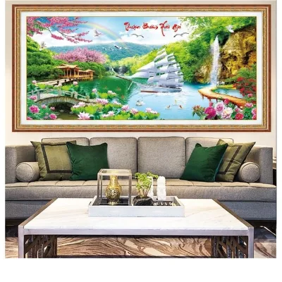 Tranh thêu chữ thập thuận buồm xuôi gió