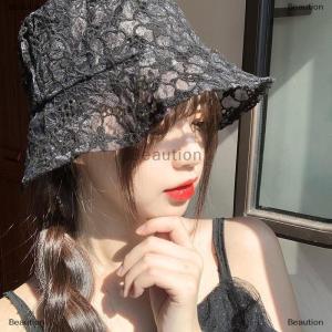 [COD] Beaution Sweet Cute Lace Hat Hollow Flower Bucket Hat Fashion Women Fisherman Hat Breathable Sunshade Sunscreen Hat