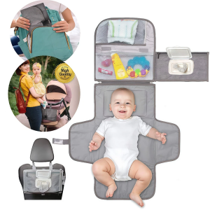 Little Buddy Foldable Diaper Changing Pad with Storage Pockets - Leak-Proof Easy-Clean Baby Travel Changing Mat for Newborns Ideal for Outings & Travel