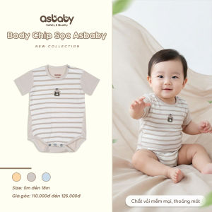 Body chip sọc Asbaby chất liệu poly lạnh 4 chiều mềm mại thoáng mát Newborn -12 tháng
