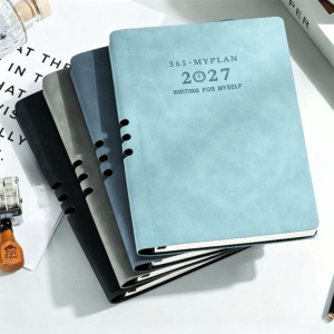SHIRUI Pen Holder 2027 Planner Notebook Portable PU Leather English Planner English Inner Pages Daily Agenda Office