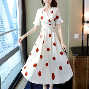 FRAN Fashion Bat Sleeves A-line Dress Womens Irregular Mid Length Dress Korean Casual Plain Color Dress