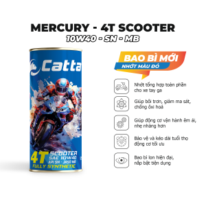 Nhớt Xe Ga Loại Tốt CATTA MERCURY 10W40 SN MB Fully Synthetic Lon 800ml - Nhớt Tổng Hợp Toàn Phần Cho Xe Tay Ga Airblade AB125 Vario Vision (Nhớt Màu Đỏ)