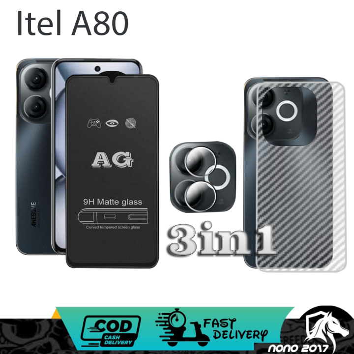 3IN1%20TEMPERED%20GLASS%20BLUE%20ITEL%20A80%20BONUS%20LENSA%20CAMERA+GARSKIN%20CARBON%20-%20Image%202