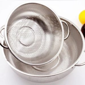Stainless Steel Mesh Sifter Colander Strainer Basket Dense Drainage Fruit Vegetable Wash Kitchen Hanging Anti Slip Base Matibay