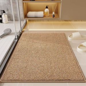 Boho Farmhouse Style Floor Rug Stain Resistant Woven Door Mat Entryway Rug for High Traffic Areas Beige Textured Doormat