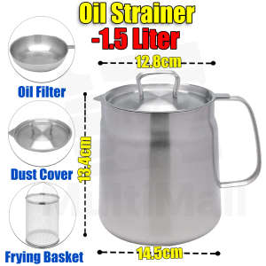 3 in 1 Oil Strainer Container Stainless Steel | Oil Strainer Pot | Oil storage pot Oil Strainer Pot Container Jug Storage Can With Filter Cooking Oil Pot For Kitchen Household Tools