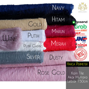 Kain Tile Akar Mutiara Gliter Brukat Per Meter bahan gamis kebaya mewah