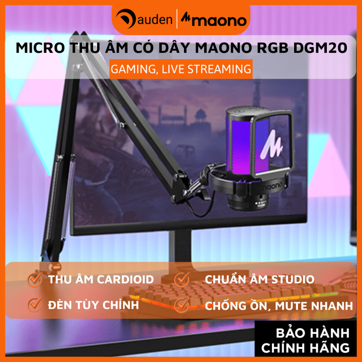 Micro thu âm có dây MAONO RGB DGM20 cho gaming, streaming, giám sát âm ...