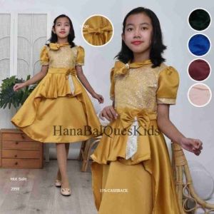 Dress Anak Perempuan Terbaru Bahan Bridal Silk / Gaun Pesta Mewah Anak Perempuan Model Kekinian