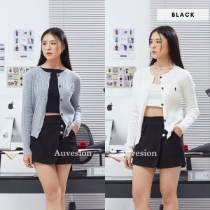 6096 Thresa Button Skort Wanita Rok Celana Korea