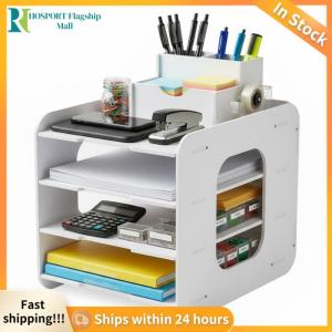 【HFM】 Multi-Layer Folder Storage Box with Dividers for Classroom and Office Use in Transparent Material for Easy Access