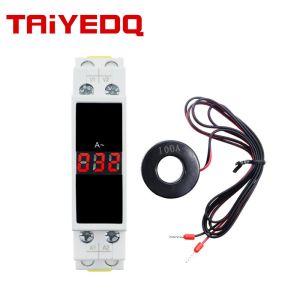 Din Đường Sắt 35mm một pha hiện tại Meter AC 80-500V 100A BA-1R Modular Ampe kế đèn báo LED kỹ thuật số Máy kiểm tra vôn