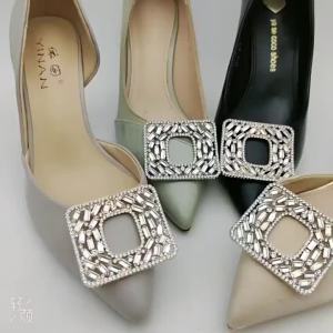 [Free Shipping] Shoe Flower Detachable Shoe Decoration High Heel Shoe Accessory Metal Shoe Buckle Crystal Three-Dimensional Square Shoe Ornament