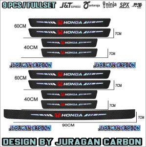 9PCS SILL PLATE KARBON 3D MOBIL HONDA STICKER CARBON 3D PIJAKAN BUMPER BAGASI MOBIL HONDA ALL