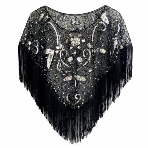 Sang trọng sequined rìa Áo choàng cổ điển của phụ nữ Khăn choàng thanh lịch miếng bịt tiệc tùng-up cho tiệc cưới và Đầm buổi tối