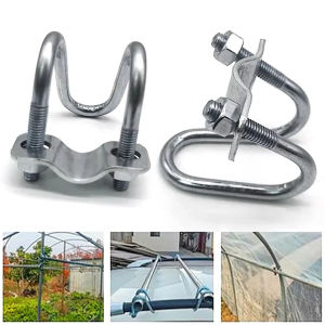 5Pcs Cross U-shaped Pipe Clamps Screw Steel Connector Tube Pipe Clip U-Cross Scaffolding Fixing Hose Clamp