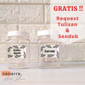 Tempat Bumbu Dapur Minimalis Toples Bumbu Dapur ada tulisannya Wadah Bumbu Dapur Aesthetic Putih 340